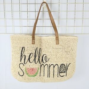 Straw Studios Hello Summer Beach Tote Vacation Bag